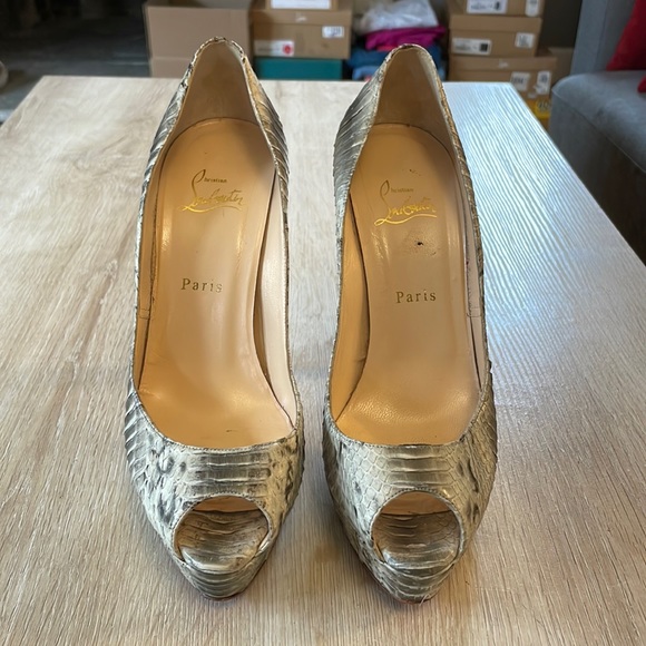 Louboutin Banana 140MM Watersnake Mango Natural - 40 - Picture 2 of 8